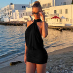 Draped Halter Backless Mini Dress
