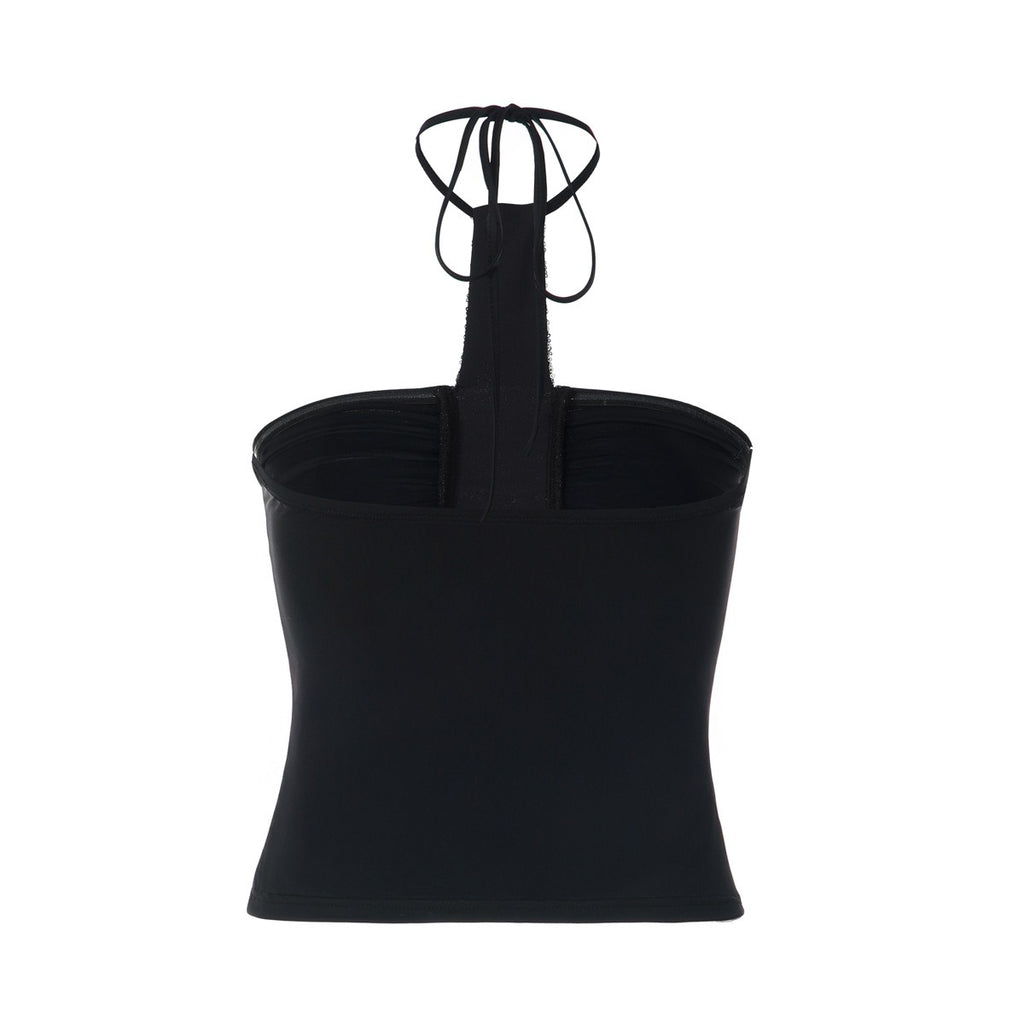 Yasmin Sequin Trim Halter Tube Top