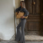 Knit Top & Flared Pants Set