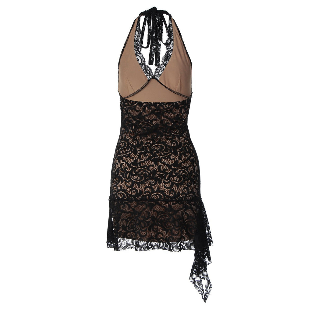 Vivien Lace Halter Mini Dress