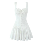 White Eyelet Corset Mini Dress