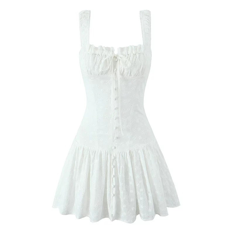 White Eyelet Corset Mini Dress