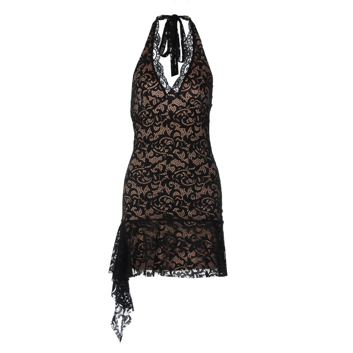 Vivien Lace Halter Mini Dress