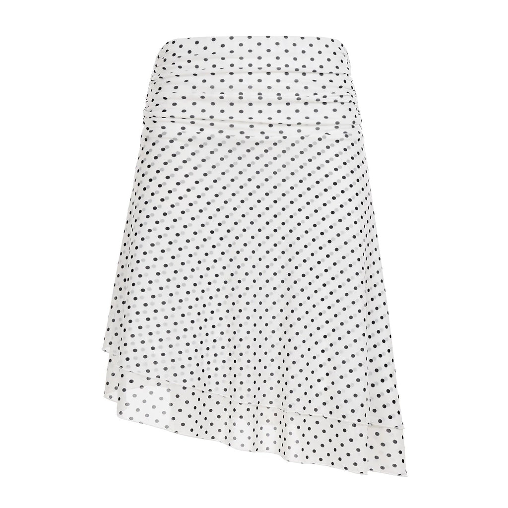 Wen Polka Dot Asymmetrical Midi Skirt