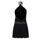Lin Lace Waist Halter Mini Dress