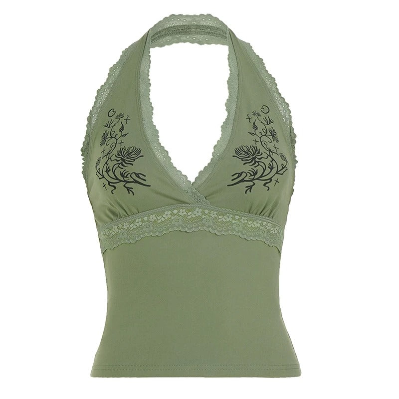 Sadie Embroidered Lace Halter Top