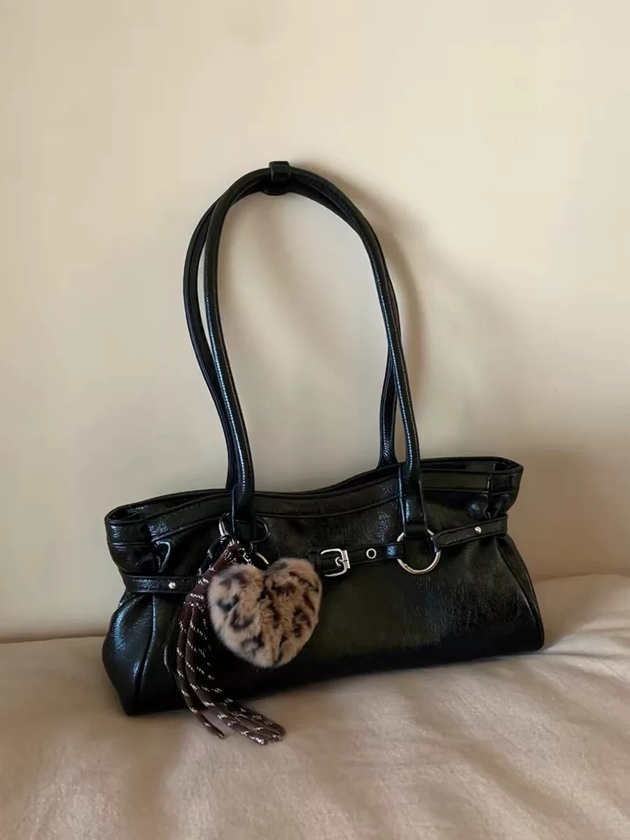 Cecily Vintage Waxed Leather Buckle Tote Bag