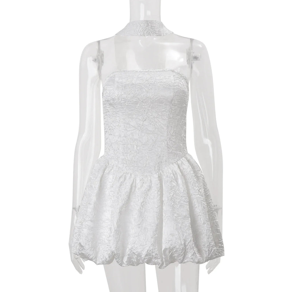 Strapless Bubble White Mini Dress