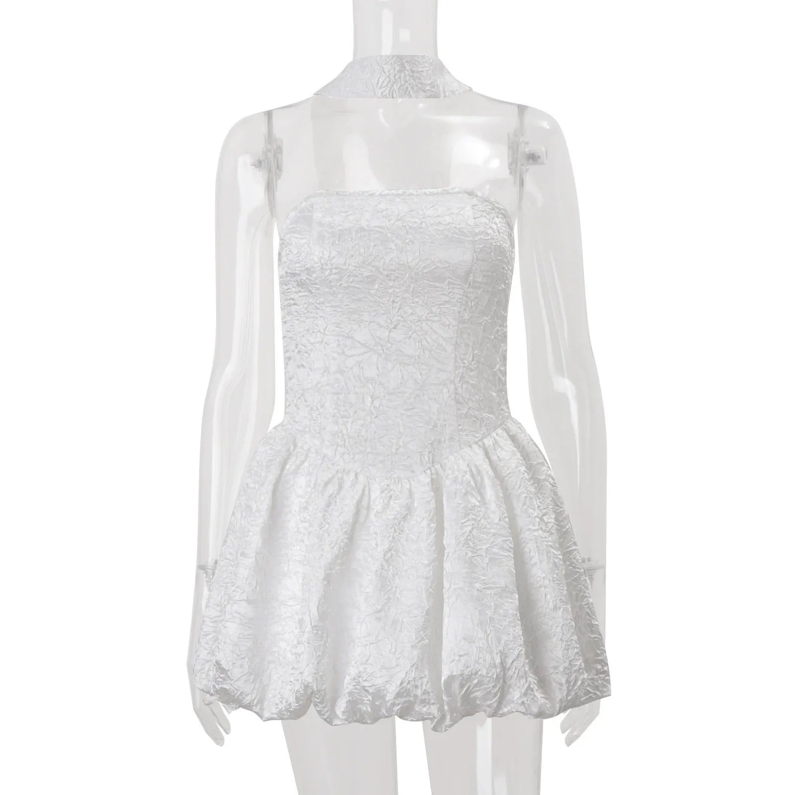 Strapless Bubble White Mini Dress