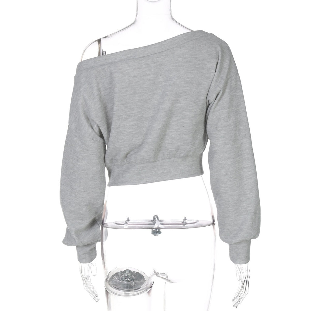 97 Off-Shoulder Cropped Sweatshirt