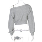97 Off-Shoulder Cropped Sweatshirt