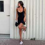 Tie Strap Ruffle Hem Mini Dress