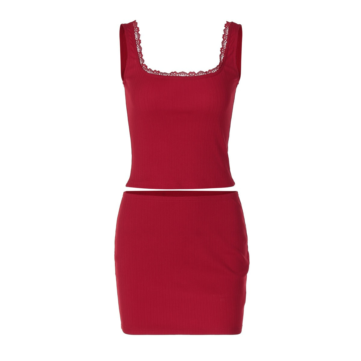 Estelle Lace Trim Mini Skirt Set