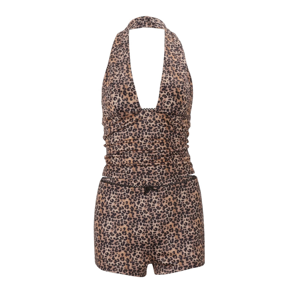 Ruolan Leopard Shorts Set