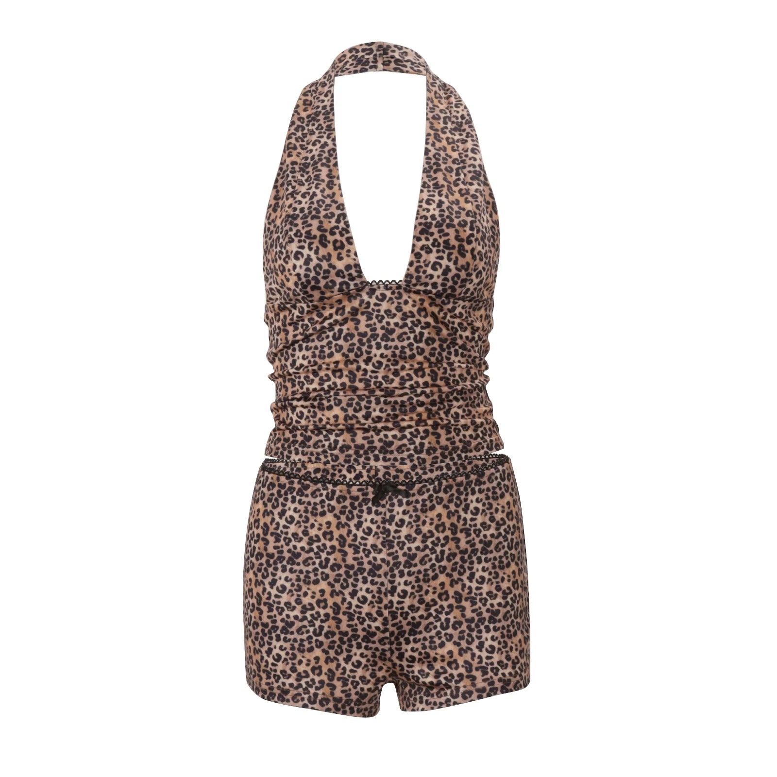 Ruolan Leopard Shorts Set