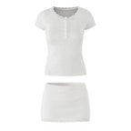 Hattie Eyelet Knit Top & Mini Skirt Set