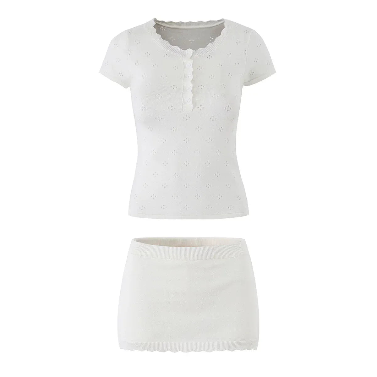 Hattie Eyelet Knit Top & Mini Skirt Set