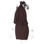 Draped Halter Backless Mini Dress