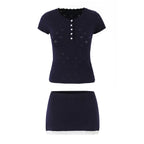 Hattie Eyelet Knit Top & Mini Skirt Set
