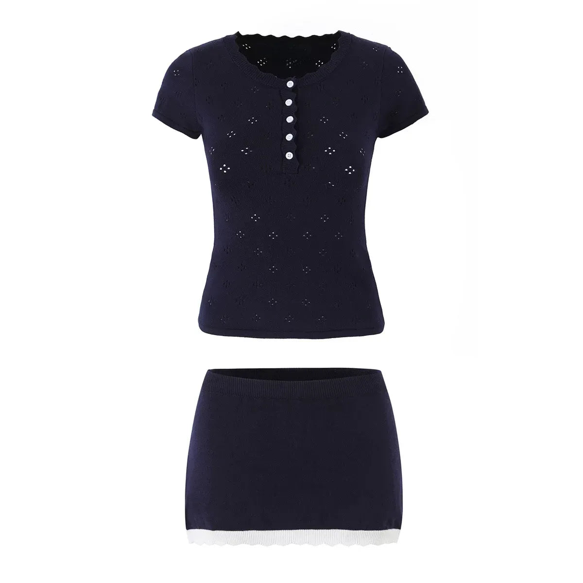 Hattie Eyelet Knit Top & Mini Skirt Set