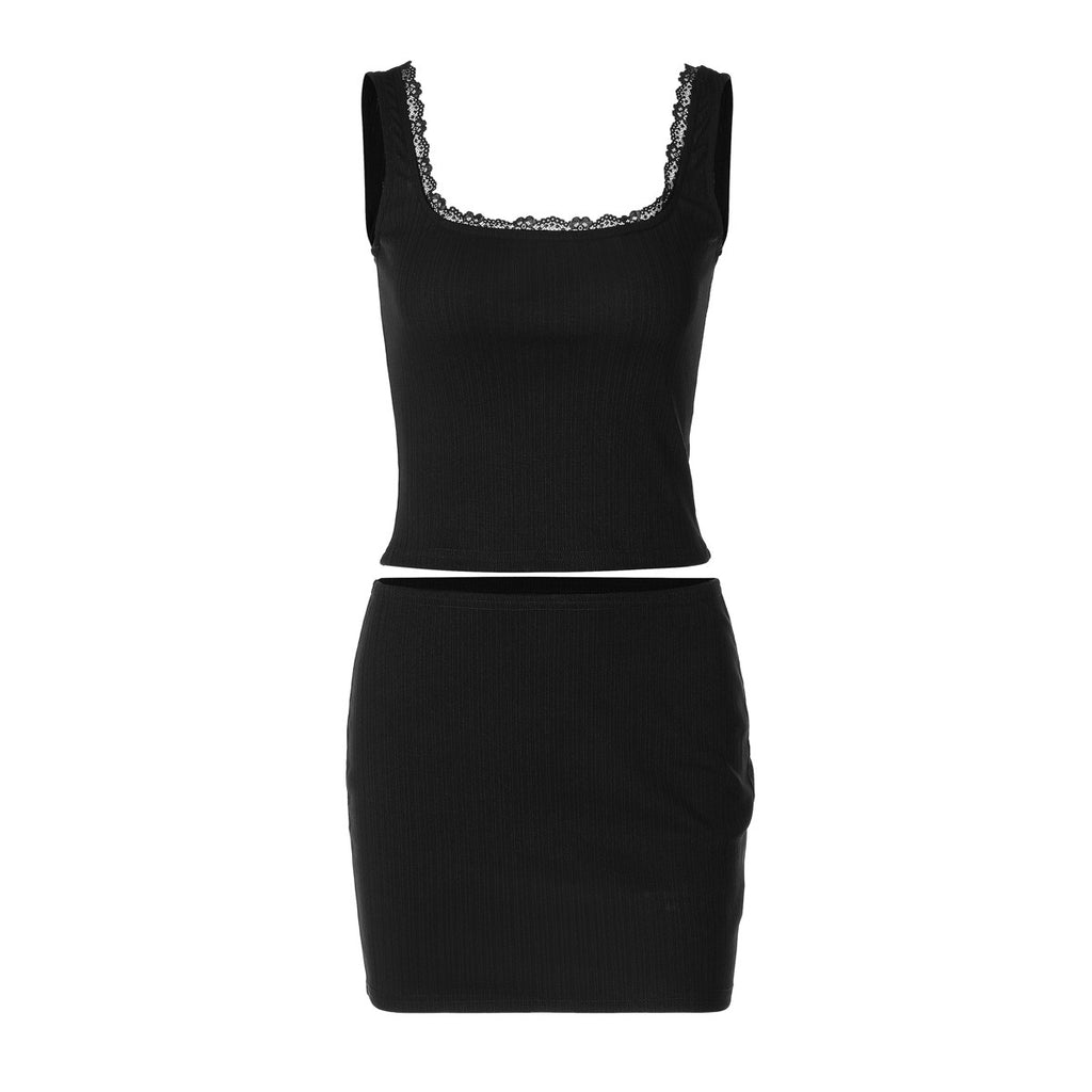 Estelle Lace Trim Mini Skirt Set
