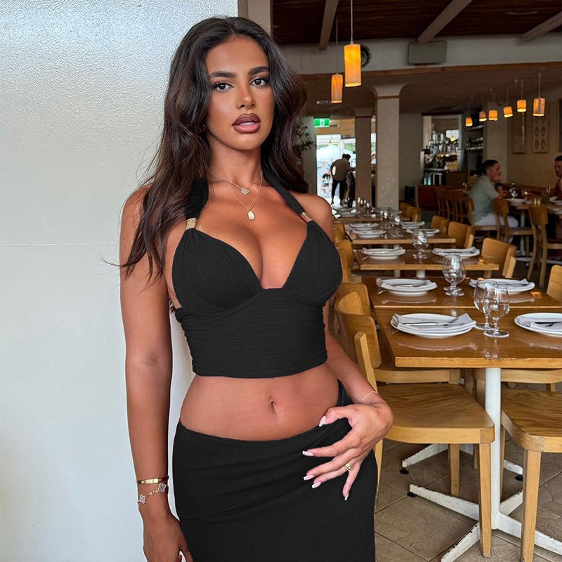 Nerelle Halter Crop Top & Maxi Skirt Set