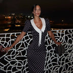 Phoebe Polka Dot Contrast Collar Midi Dress