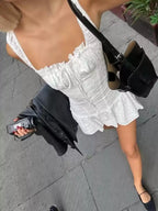 White Eyelet Corset Mini Dress