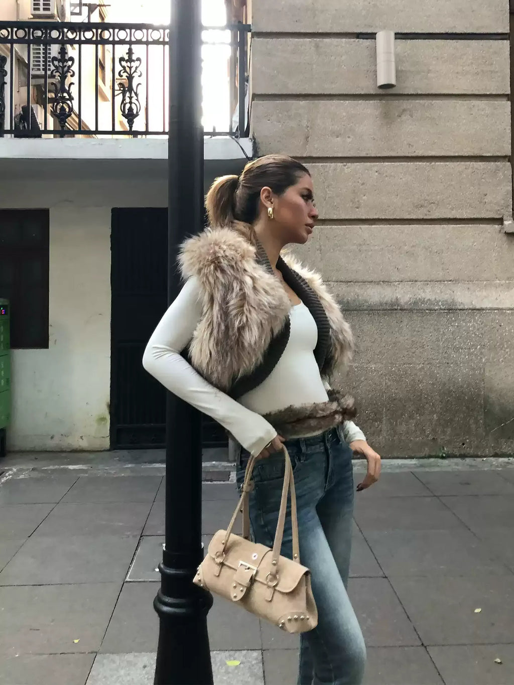 Vintage Studded Shoulder Bag