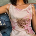 Zinnia Pink Leopard Cowl-Neck Camis