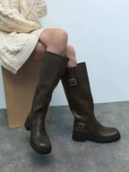 Matilda Vintage Buckle Knee-High Boots