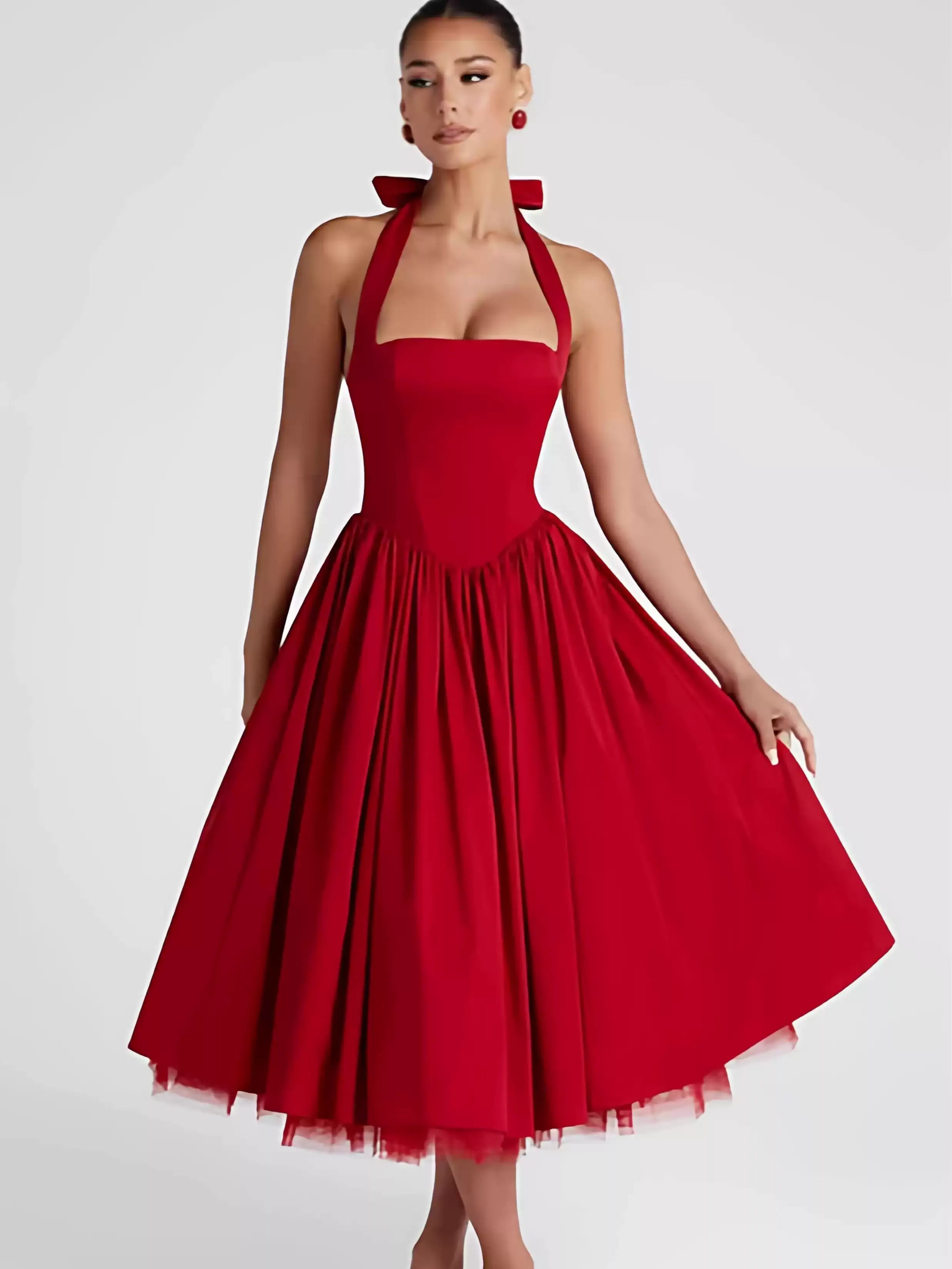 Etta Bow-Tie Halter Maxi Dress