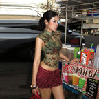 Selia Sheer Floral Mandarin Collar Top