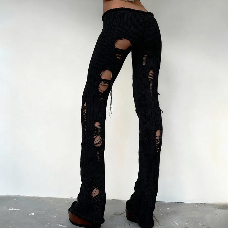 Narin Distressed Knit Flare Pants