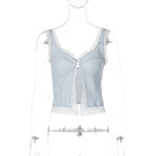 Miray Striped Lace Trim Corset Top