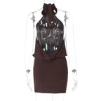 Draped Halter Backless Mini Dress
