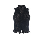 Calista Sheer Lace Tie-Front Top