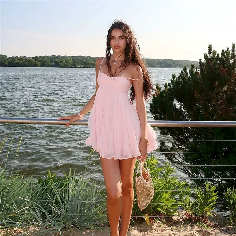 Flowy Ruched Bust Mini Dress