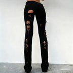 Narin Distressed Knit Flare Pants