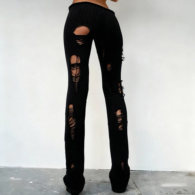 Narin Distressed Knit Flare Pants