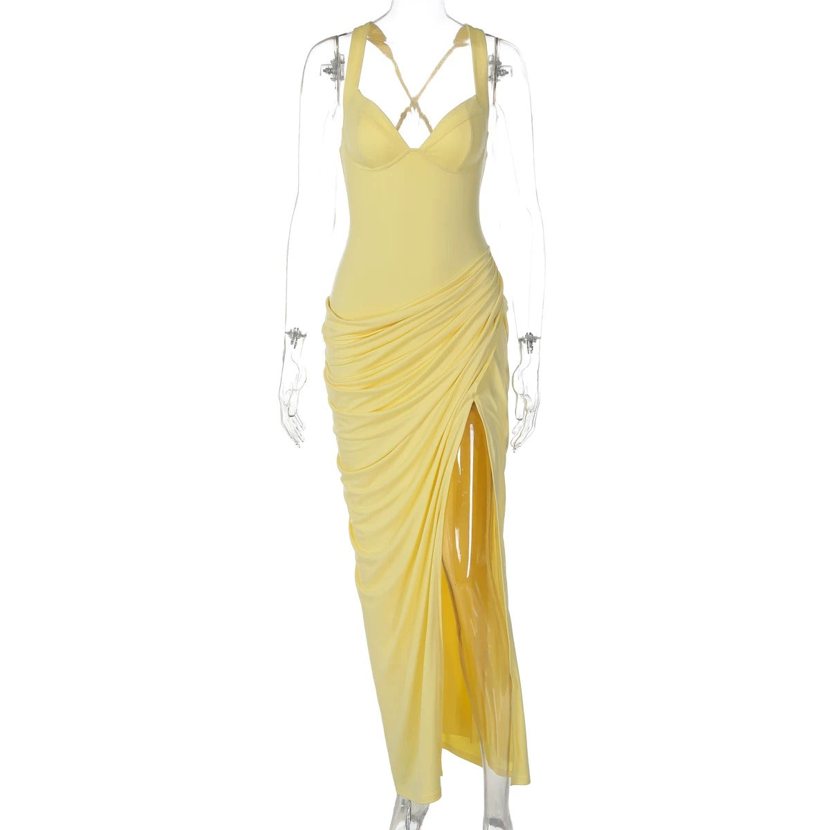 Soleil Ruched Bustier Maxi Dress