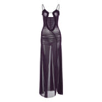 Maelis Sheer Plunge Maxi Dress