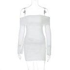 Uzma Sheer Off-Shoulder Ruched Mini Dress
