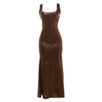 Eulina Bronze Sculpted Maxi Dress