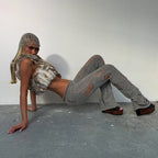 Narin Distressed Knit Flare Pants
