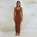 Vezra Knit Halter Maxi Dress
