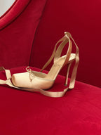 Faye Satin Ribbon Lace-Up Ballet Heels
