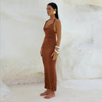 Vezra Knit Halter Maxi Dress