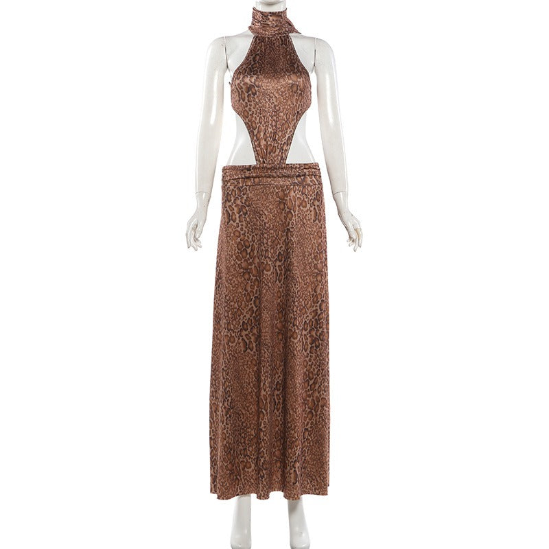 Rosena Snake Print Halter Maxi Dress