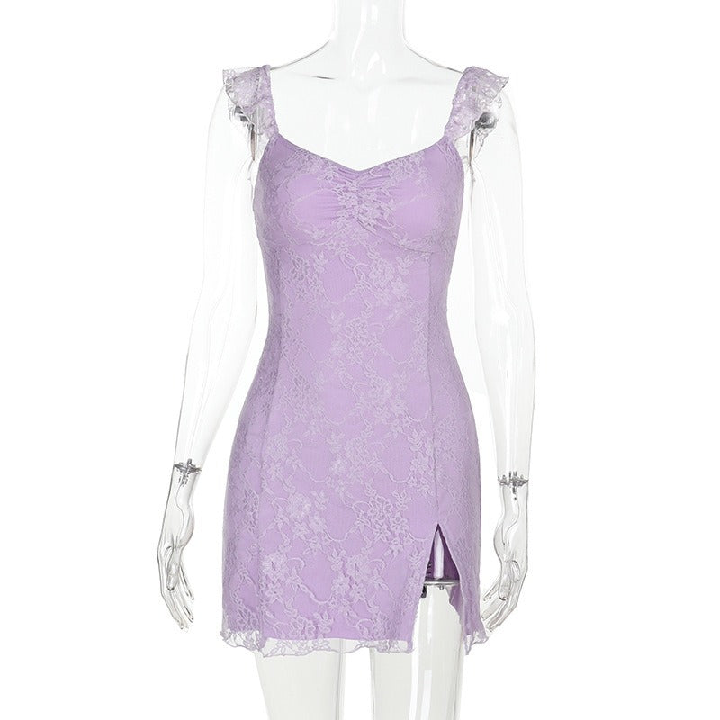 Ilyara Lavender Lace Mini Dress